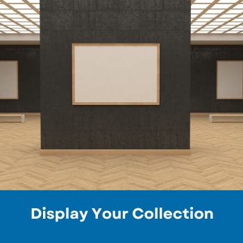 Museum room with blank canvas