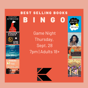 Thursday, Sept. 28 at 7 pm: Game Night: Best Selling Books Bingo